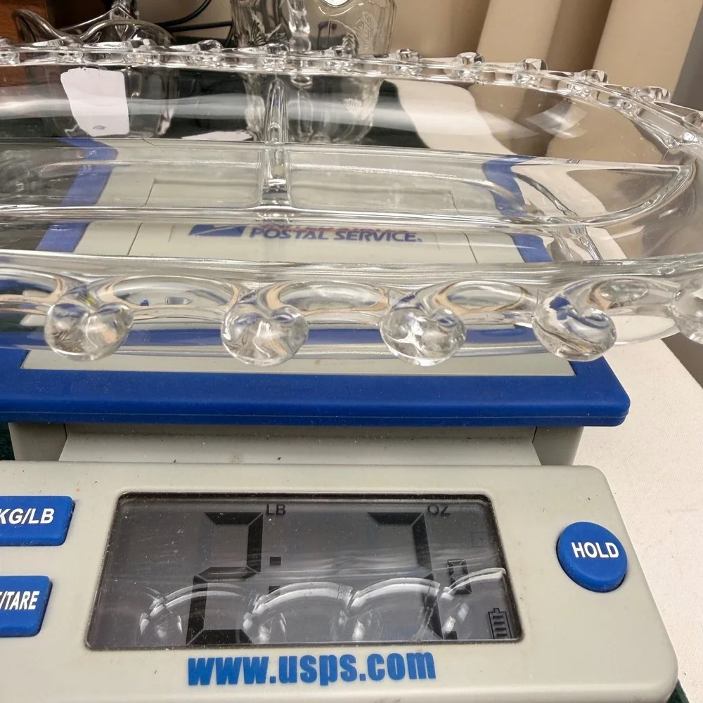 Heisey Glass Lariat Divided Relish Dish Oval Serving Tray Clear 3 Section 12.5in